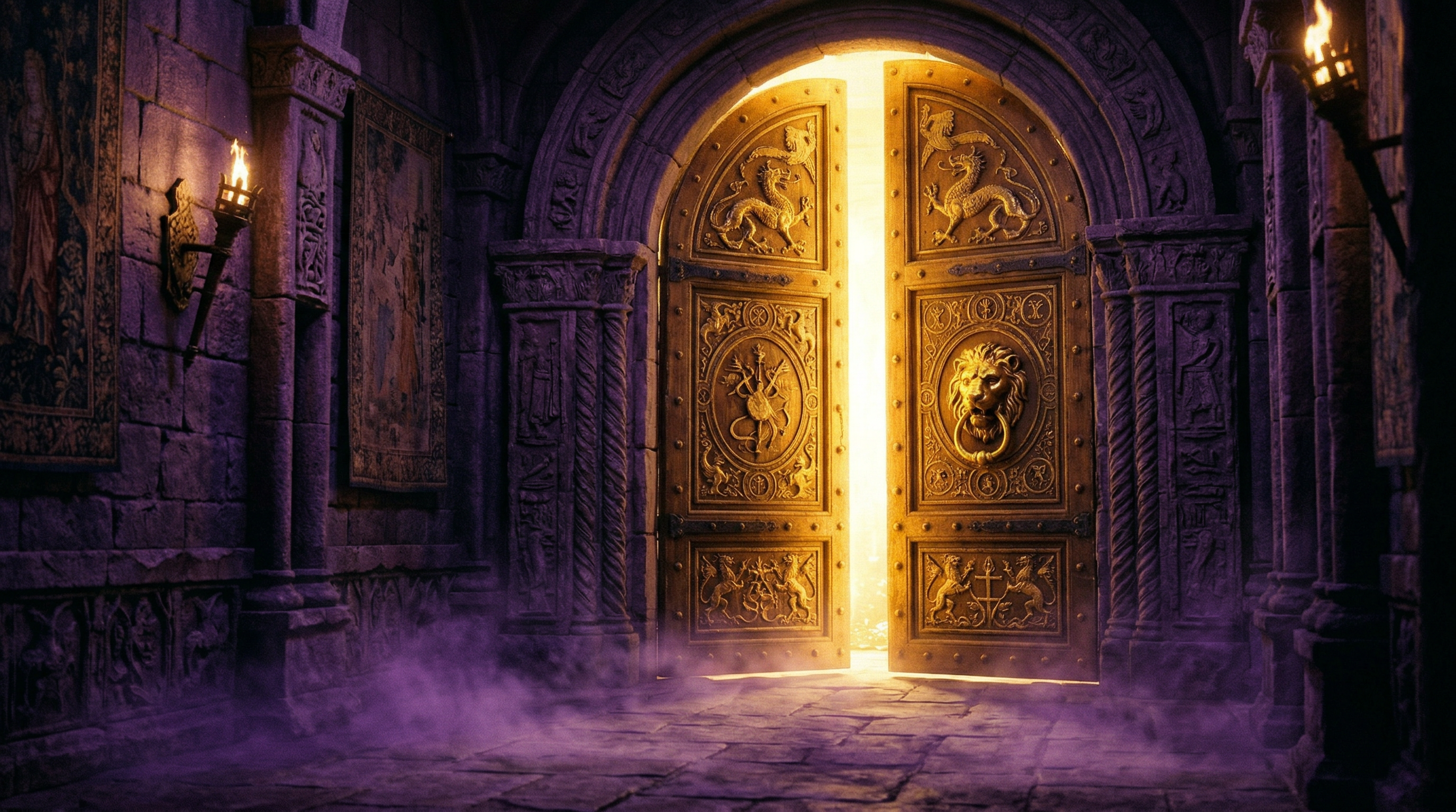 Golden door ajar with light